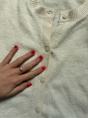 H&M Cream Button-Front Knit Cardigan